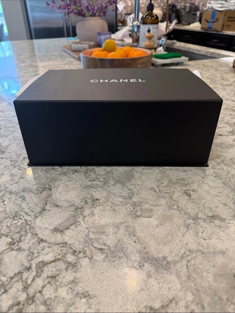 CHANEL Black Matte Organizer Box with White Logo